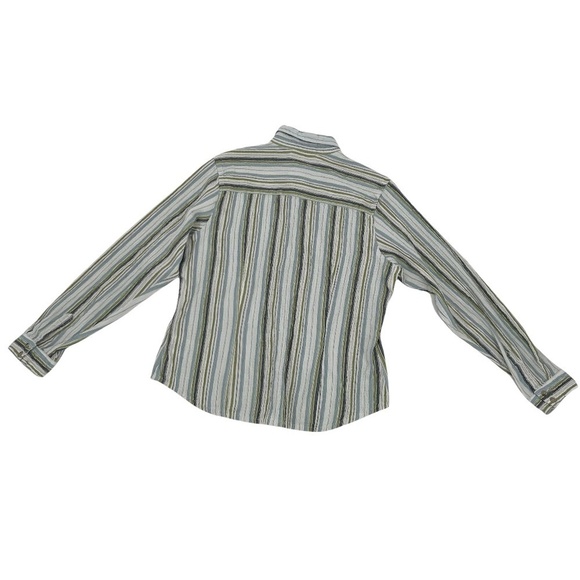 Columbia Green Striped Long Sleeve Button Down Shirt Size Med Women’s - Picture 3 of 7